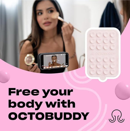 Double-Sided  Silicone Suction Phone Case Detachable Mount - Hands-Free, Strong Grip Holder for Selfies & Videos - Iphone & Android Compatible; Chalk Pink