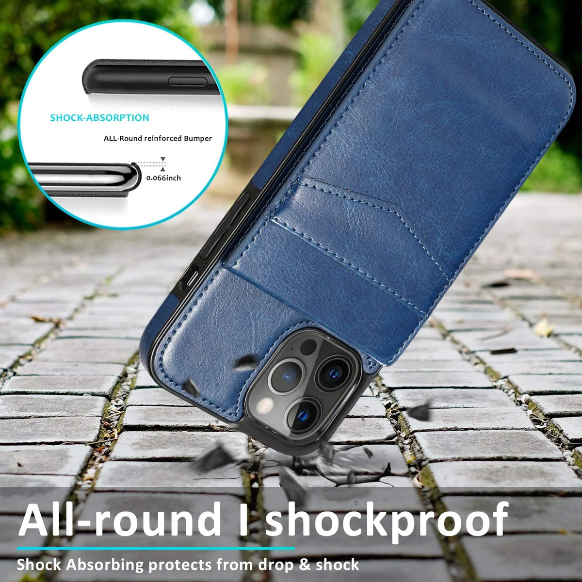 Wallet Case Compatible with Iphone 14 Pro Max, Card Holder Flip Cover, Navy Blue