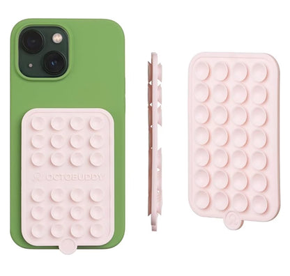 Double-Sided  Silicone Suction Phone Case Detachable Mount - Hands-Free, Strong Grip Holder for Selfies & Videos - Iphone & Android Compatible; Chalk Pink