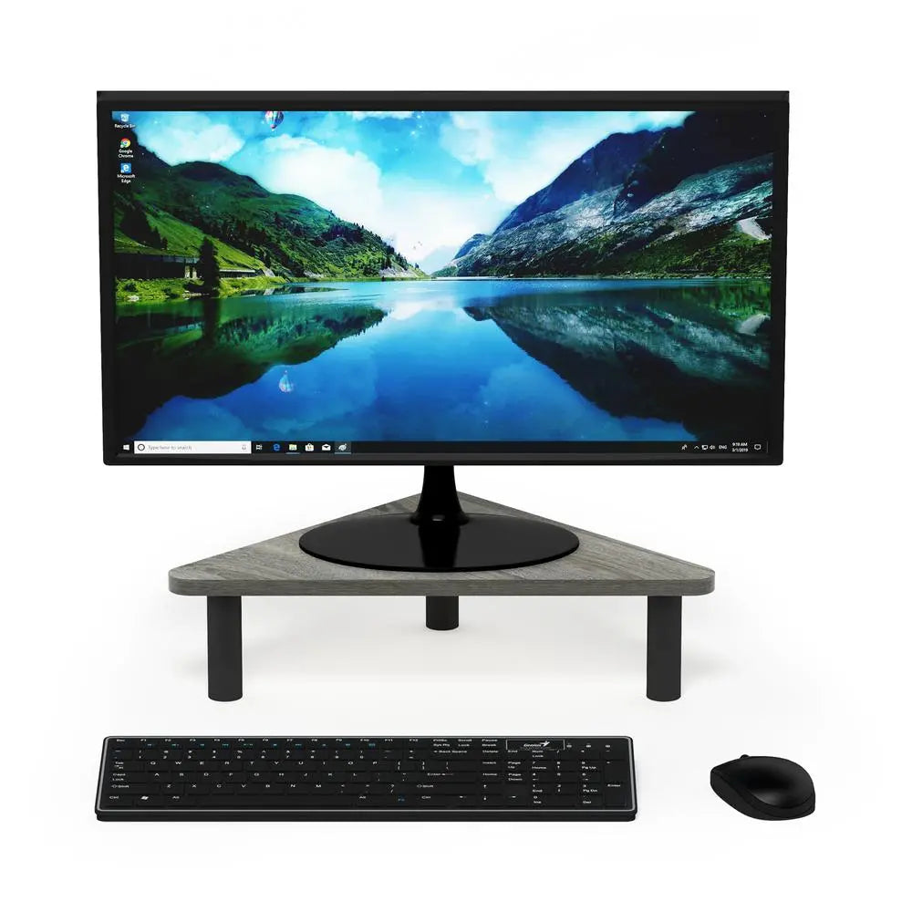 Turn-N-Tube Corner Monitor Riser Stand, French Oak Grey/Black
