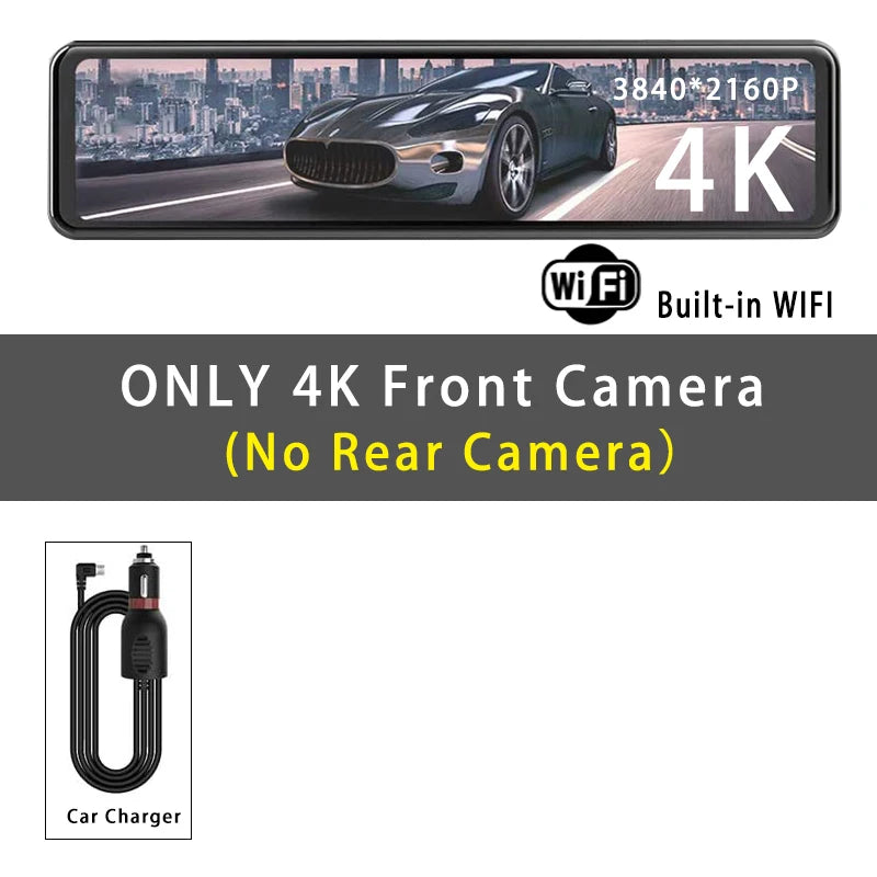11.26" 4K 2160P Car Dvr GPS WIFI Mirror Dash Cam Dual Lens Dashcam IPS Screen Car Camera Drive Recorder Stream Rearview Mirror
