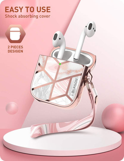 Cosmo Series Case Designed for Airpods 2Nd Generation/1St Generation, 360° Protective Stylish Marble Airpods Case Cover Compatible with Apple Airpods 1St/2Nd (Marble)