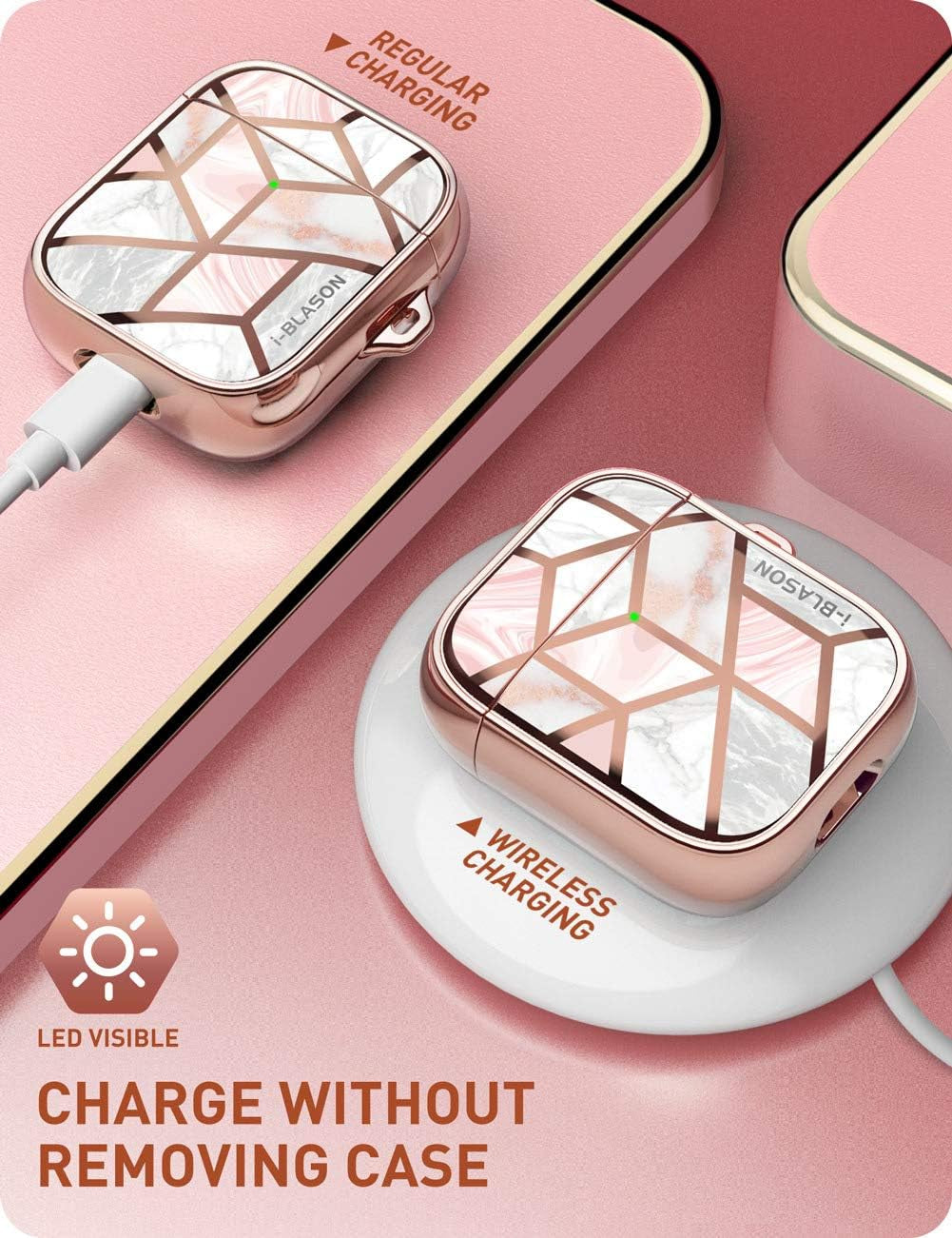 Cosmo Series Case Designed for Airpods 2Nd Generation/1St Generation, 360° Protective Stylish Marble Airpods Case Cover Compatible with Apple Airpods 1St/2Nd (Marble)