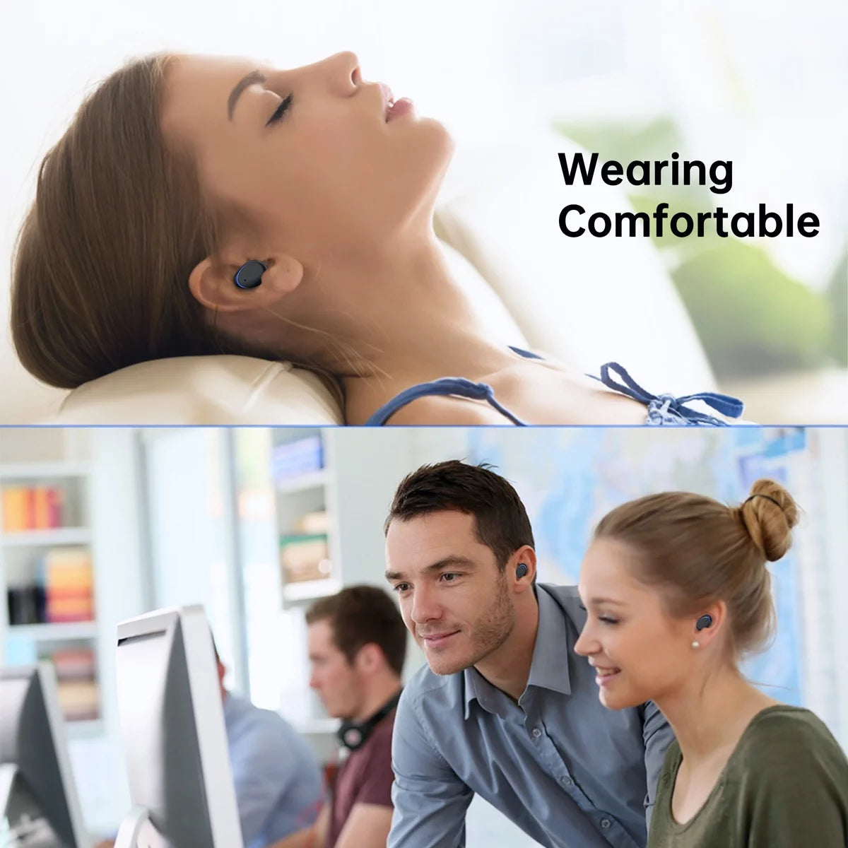 Wireless Earbuds with Noise Cancelling,Led Case in Ear Earphones Bluetooth ,60Hrs with IPX8 Waterproof, Hi-Fi Stereo Bass,Touch Control for Sports/Workout