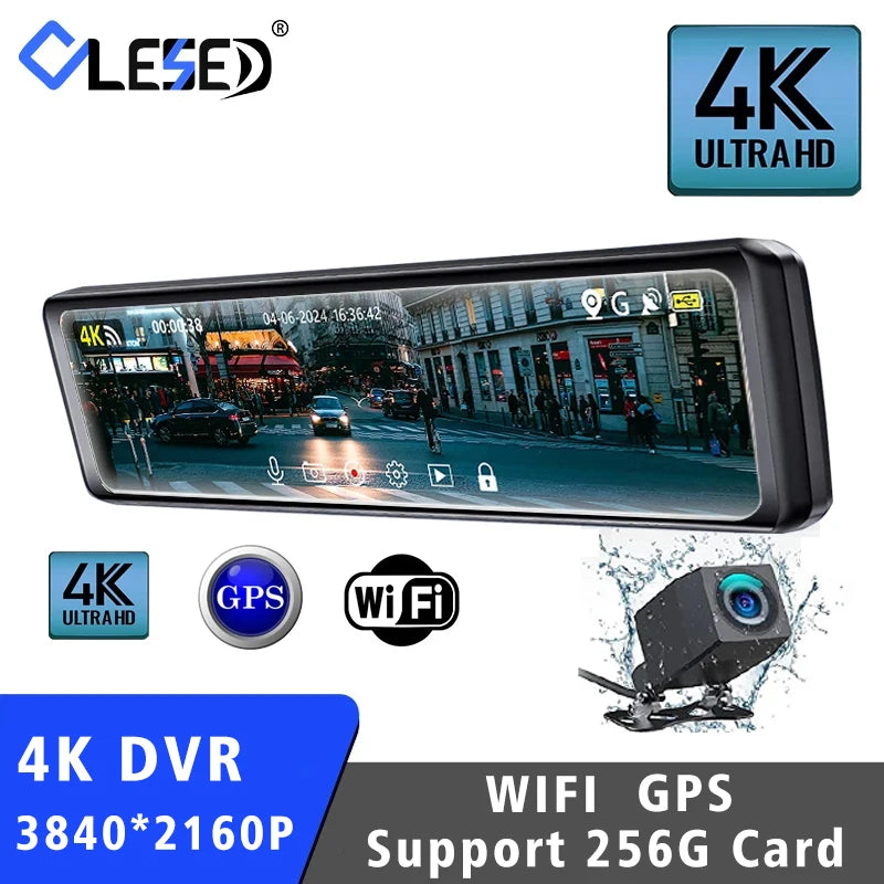 11.26" 4K 2160P Car Dvr GPS WIFI Mirror Dash Cam Dual Lens Dashcam IPS Screen Car Camera Drive Recorder Stream Rearview Mirror