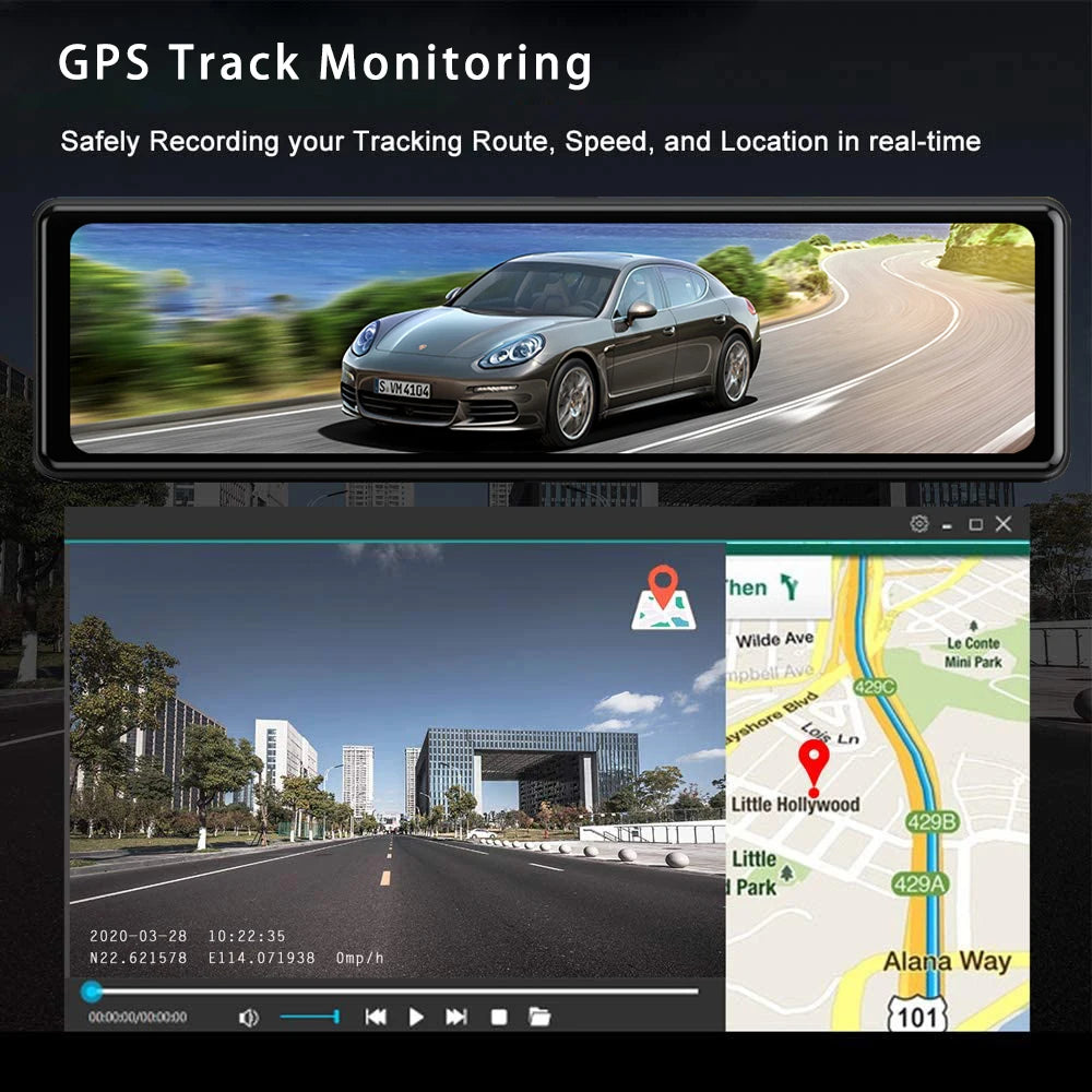 11.26" 4K 2160P Car Dvr GPS WIFI Mirror Dash Cam Dual Lens Dashcam IPS Screen Car Camera Drive Recorder Stream Rearview Mirror
