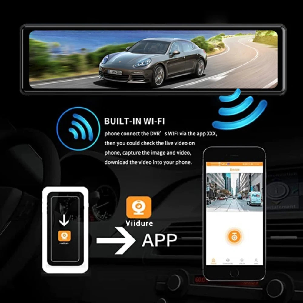 11.26" 4K 2160P Car Dvr GPS WIFI Mirror Dash Cam Dual Lens Dashcam IPS Screen Car Camera Drive Recorder Stream Rearview Mirror