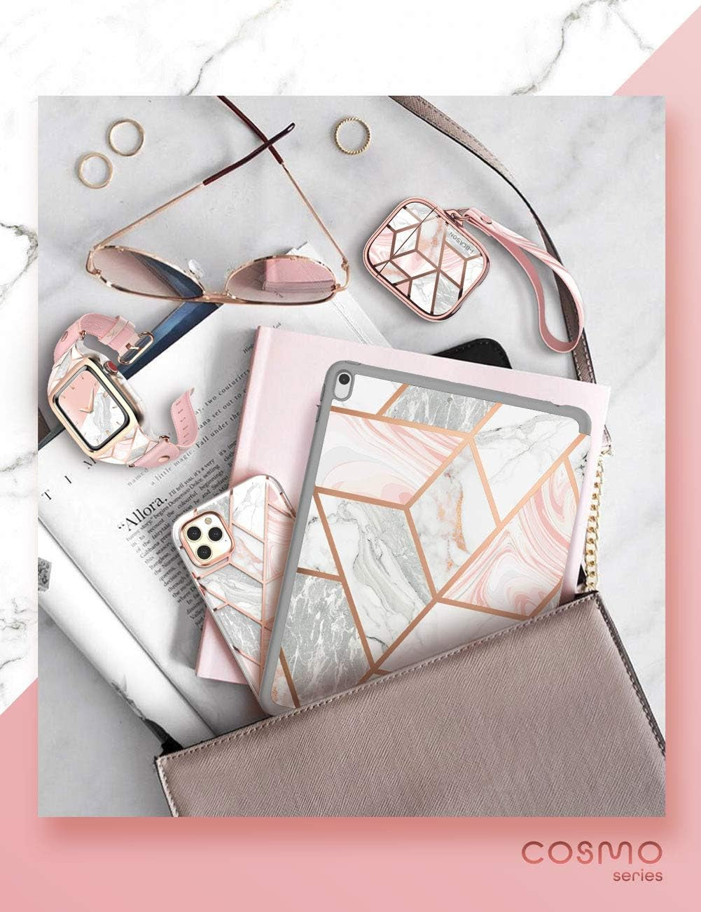 Cosmo Series Case Designed for Airpods 2Nd Generation/1St Generation, 360° Protective Stylish Marble Airpods Case Cover Compatible with Apple Airpods 1St/2Nd (Marble)