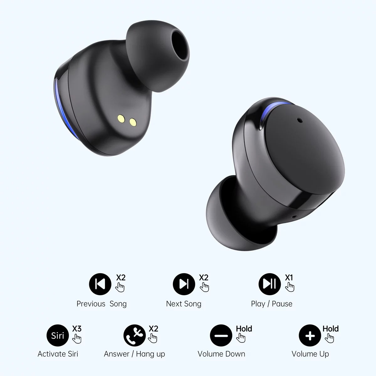Wireless Earbuds with Noise Cancelling,Led Case in Ear Earphones Bluetooth ,60Hrs with IPX8 Waterproof, Hi-Fi Stereo Bass,Touch Control for Sports/Workout